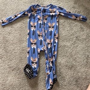 Posh Peanut Blue Cat Print Footie